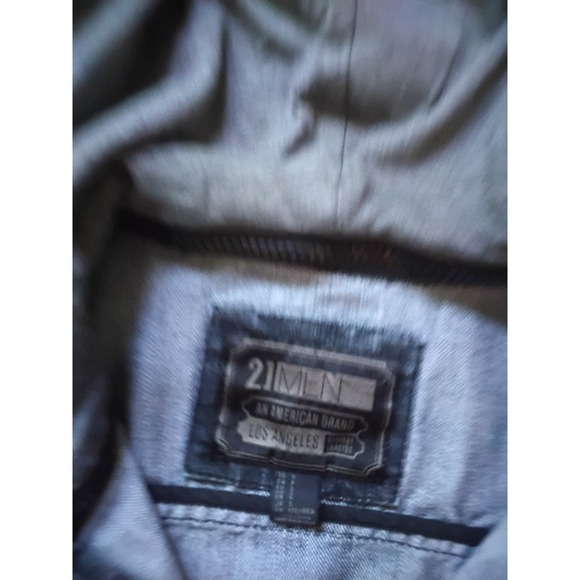 21MEN‎ Denim Jacket with Jersey Knit Hooded Sleeves - Men's Casual Stylish - Picture 2 of 9